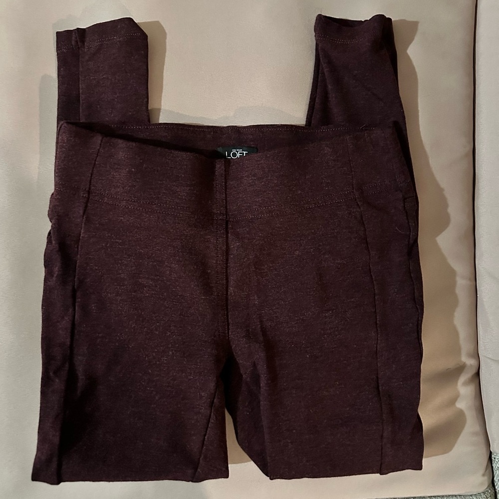 LOFT Women’s Petite Ponte Burgundy Leggings